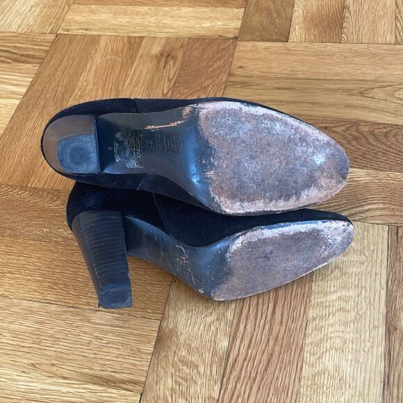 Isabel Marant black suede ankle booties with leather‎ trim